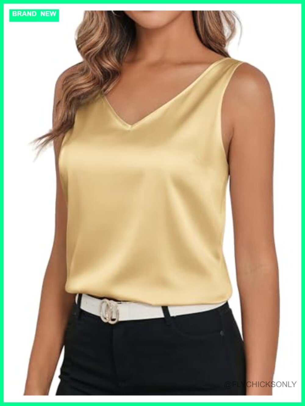 Satin V Neck Tank Top Silk Camisole Sleeveless Women's Shirt